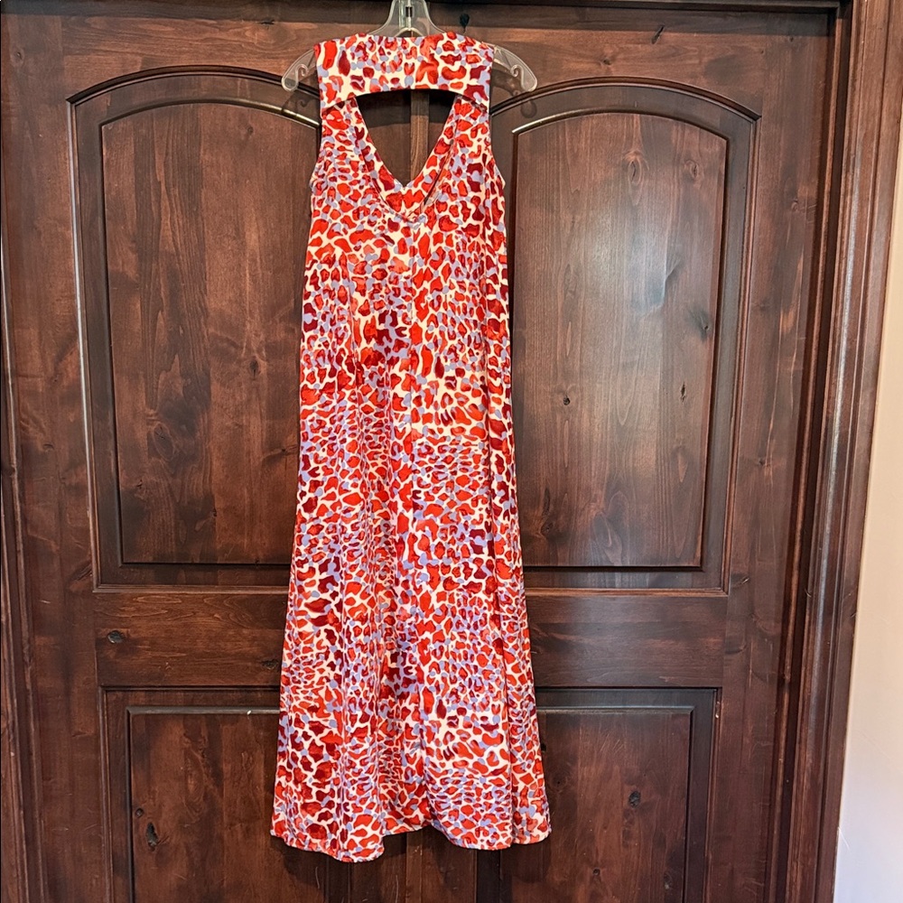Stylish Red and Blue Cheetah Print Maxi Dress - Picture 4 of 4